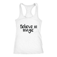 Load image into Gallery viewer, women's white believe in magic tank top t-shirt
