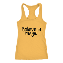 Load image into Gallery viewer, women's yellow believe in magic tank top t-shirt