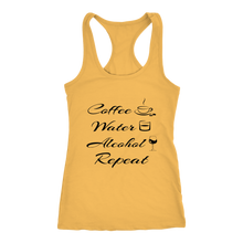 Load image into Gallery viewer, Women's Coffee Water Alcohol Repeat T-Shirt  Black Text