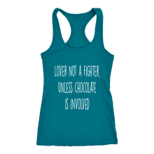 Load image into Gallery viewer, Women's Lover Not a Fighter T Shirt - White Text