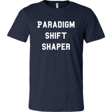 Load image into Gallery viewer, men's heather dark blue paradigm shift shaper t-shirt