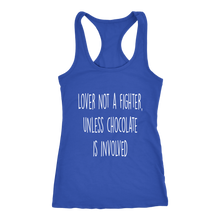 Load image into Gallery viewer, Women's Lover Not a Fighter T Shirt - White Text