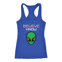 Load image into Gallery viewer, Women's Alien T-Shirt - Believe, Know - White Text