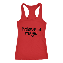Load image into Gallery viewer, women's red believe in magic tank top t-shirt