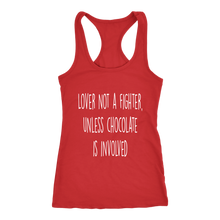 Load image into Gallery viewer, Women's Lover Not a Fighter T Shirt - White Text