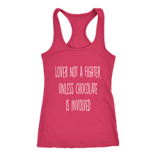 Load image into Gallery viewer, Women's Lover Not a Fighter T Shirt - White Text