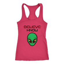 Load image into Gallery viewer, Women's Alien T-Shirt - Believe, Know - Black Text
