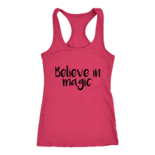 Load image into Gallery viewer, Women's hot pink believe in magic tank top t-shirt