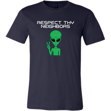 Load image into Gallery viewer, Men's Alien T-Shirt - Respect Thy Neighbors - White Text