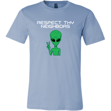 Load image into Gallery viewer, Men's Alien T-Shirt - Respect Thy Neighbors - White Text