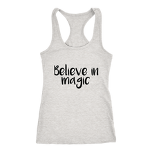 Load image into Gallery viewer, women's heather gray white believe in magic tank top t-shirt