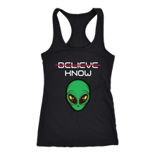 Load image into Gallery viewer, Women's Alien T-Shirt - Believe, Know - White Text
