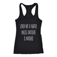 Load image into Gallery viewer, Women's Lover Not a Fighter T Shirt - White Text