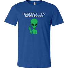 Load image into Gallery viewer, Men's Alien T-Shirt - Respect Thy Neighbors - White Text