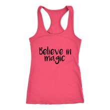Load image into Gallery viewer, women's coral pink believe in magic tank top t-shirt