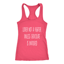 Load image into Gallery viewer, Women's Lover Not a Fighter T Shirt - White Text