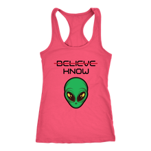 Load image into Gallery viewer, Women's Alien T-Shirt - Believe, Know - Black Text