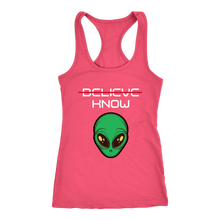 Load image into Gallery viewer, Women's Alien T-Shirt - Believe, Know - White Text