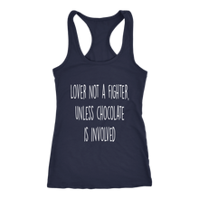 Load image into Gallery viewer, Women's Lover Not a Fighter T Shirt - White Text