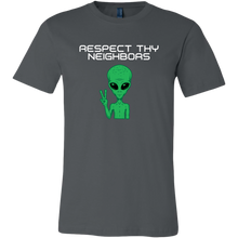 Load image into Gallery viewer, Men's Alien T-Shirt - Respect Thy Neighbors - White Text