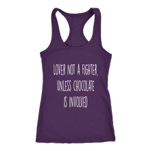 Load image into Gallery viewer, Women's Lover Not a Fighter T Shirt - White Text