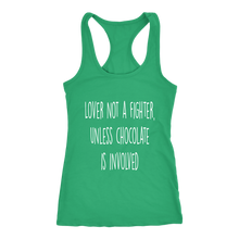 Load image into Gallery viewer, Women's Lover Not a Fighter T Shirt - White Text