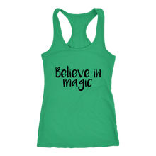Load image into Gallery viewer, women's green believe in magic tank top t-shirt