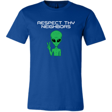 Load image into Gallery viewer, Men's Alien T-Shirt - Respect Thy Neighbors - White Text