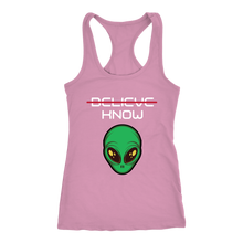 Load image into Gallery viewer, Women's Alien T-Shirt - Believe, Know - White Text