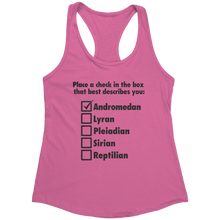 Load image into Gallery viewer, Andromedan_Check_Tank_Top_-_Black_Text_f_Hot_Pink_Mockup.png_15370405