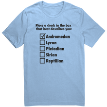 Load image into Gallery viewer, Andromedan_Check_the_Box_Mens_T-Shirt_-_Baby_Blue_Mockup.png_15371356