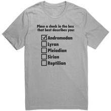 Load image into Gallery viewer, Andromedan_Check_the_Box_Mens_T-Shirt_-_Silver_Mockup.png_15371358