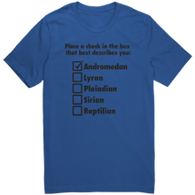 Load image into Gallery viewer, Andromedan_Check_the_Box_Mens_T-Shirt_-_True_Royal_Mockup.png_15371361