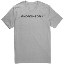 Load image into Gallery viewer, Andromedan_T-Shirt_-_Black_Text_for_Men__Silver_Mockup.png_15367564