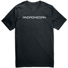 Load image into Gallery viewer, Andromedan_T-Shirt_-_White_Text_for_Men__Dark_Grey_Mockup.png_15367572