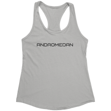 Load image into Gallery viewer, Andromedan_Tank_Top_-_Black_Text_for_Wom_Silver_Mockup.png_15370195