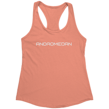 Load image into Gallery viewer, Andromedan_Tank_Top_-_White_Text_for_Wom_Light_Orange_Mockup.png_15370216