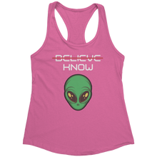 Load image into Gallery viewer, Believe_Know_Alien_Tank_Top_-_White_Tex_Hot_Pink_Mockup.png_15367909