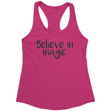 Load image into Gallery viewer, Believe_in_Magic_Tank_Top_-_Black_Text_f_Raspberry_Mockup.png_15370604