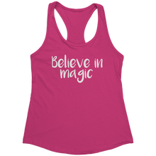 Load image into Gallery viewer, Believe_in_Magic_Tank_Top_-_Black_Text_f_Raspberry_Mockup.png_15370635