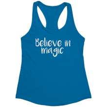 Load image into Gallery viewer, Believe_in_Magic_Tank_Top_-_Black_Text_f_Turquoise_Mockup.png_15370638