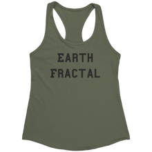 Load image into Gallery viewer, Earth_Fractal_Tank_Top_-_Black_Text_for__Military_Green_Mockup.png_15368013