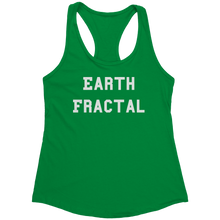 Load image into Gallery viewer, Earth_Fractal_Tank_Top_-_White_Text_for__Kelly_Green_Mockup.png_15368029