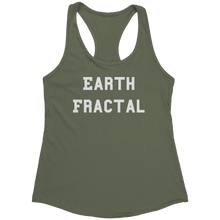 Load image into Gallery viewer, Earth_Fractal_Tank_Top_-_White_Text_for__Military_Green_Mockup.png_15368032