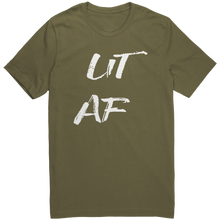 Load image into Gallery viewer, Etsy_and_Shopify_-_Mens-Lit_AF_-_White_T_Military_Green_Mockup.png_15624635
