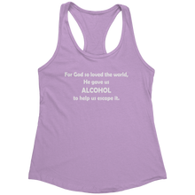 Load image into Gallery viewer, For_God_So_Loved_the_World_Tank_Top_-_Wh_Lilac_Mockup.png_15368151