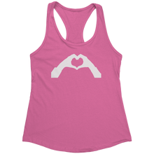 Load image into Gallery viewer, Heart-Shaped_Hand_Tank_Top_-_White_Text__Hot_Pink_Mockup.png_15368203