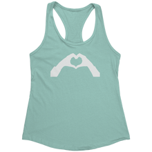 Load image into Gallery viewer, Heart-Shaped_Hand_Tank_Top_-_White_Text__Mint_Mockup.png_15368208