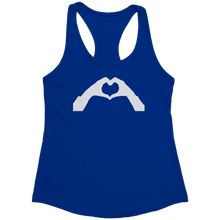 Load image into Gallery viewer, Heart-Shaped_Hand_Tank_Top_-_White_Text__Royal_Mockup.png_15368211