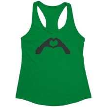 Load image into Gallery viewer, Heart-Shaped_Hands_Tank_Top_-_Black_Prin_Kelly_Green_Mockup.png_15368174